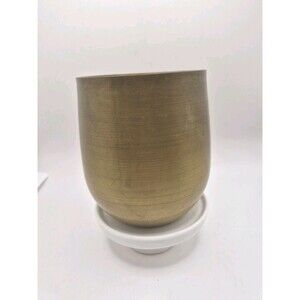 Vintage Brass Planter Brushed Finish Patina Decorative Flower Pot Cottage Core